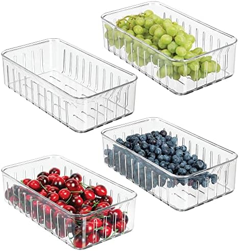 פלסטיק מטבח מקרר לייצר אחסון ארגונית סל עם פתחי אוורור פתוחים עבור זרימת אוויר - מזון מיכל עבור פירות, ירקות,