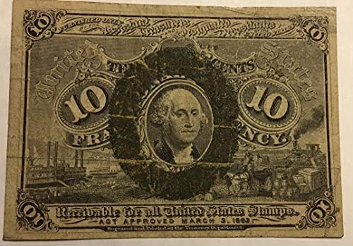 1863 10ג 10 סנט ג ' ורג ' וושינגטון 2 הנפקה מטבע חלקי מטבע דואר