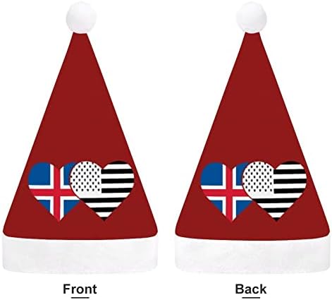 איסלנד דגל ואמריקאי דגל חג המולד כובע סנטה כובע עבור יוניסקס מבוגרים נוחות קלאסי חג המולד כובע עבור