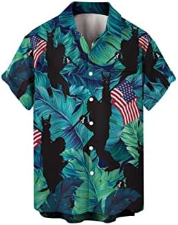 BMISEGM חולצות חוף קיץ לגברים יום עצמאות קיץ אופנה פנאי חוף דיגיטלי תלת מימד כפתור הדפסה קצרה טי קצרה