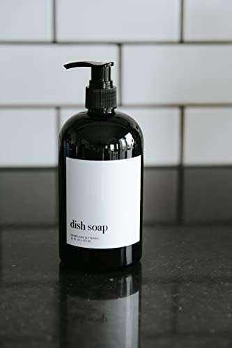 מתקן סבון מפלסטיק עם משאבה, כלים וסבון סבון ידיים, סט מטבח של מתקן סבון כלים, משאבת מתקן סבון יד שחורה,