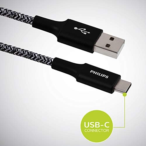 פיליפס 6 רגל. 2 חבילה כבל U USB C, USB-A ל- USB-C כבל טעינה מהיר קלוע, תואם ל- iPad Pro, MacBook