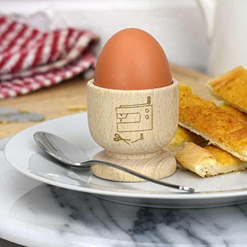 אזידה' מכונת תפירה ומספריים ' כוס ביצה מעץ