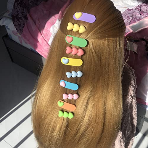 לינאיוהה 10 יחידות מקרון שיער קליפ לילדה נשים מט צבעים בוהקים שרף קטן הצמד אהבת לב צורת תנין שיער סיכות
