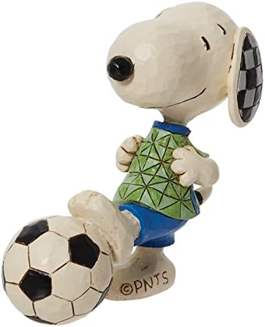 Enesco Jim Shore Peanuts Mini Snoopy כדורגל פסלונין 3 אינץ 'Multiciph 6011958