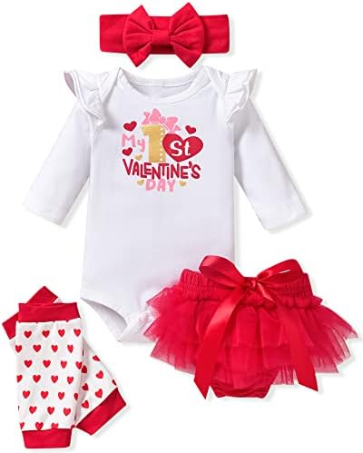 Fioukiay יילוד תינוקות תינוקות של חג האהבה תלבושות בגדים לתינוקות 4 יחידות