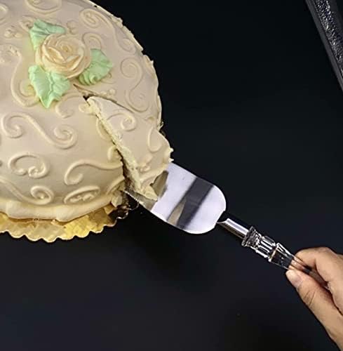 סכין עוגת אדורוקס ומערכת שרתים מפלדת נירוסטה פו -נירוסטה ידית קריסטל