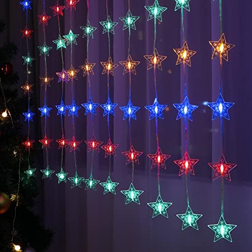 בלומווין 2 ב -1 חג המולד פיות פיות אורות עם תליוני כוכבים 100 שופעים 9.8ft*3.3ft USB נצנוץ אור מיתר עם